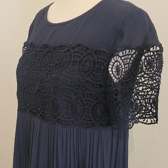 LOFT Navy Mini Dress with Lace Accents - Picture 4 of 6